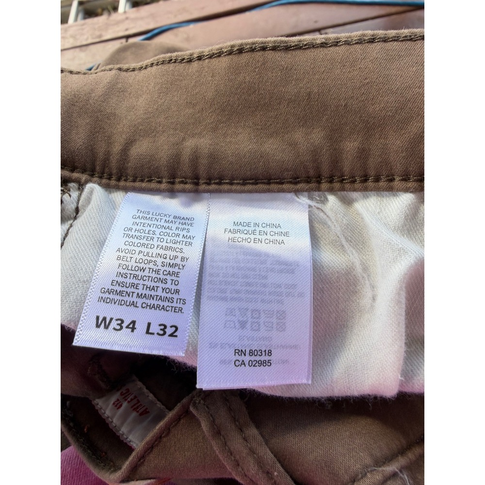 Lucky Brand 412 Athletic Slim Pants Mens 34x32 Brown Chino Trousers 7MB12628 - Picture 7 of 8